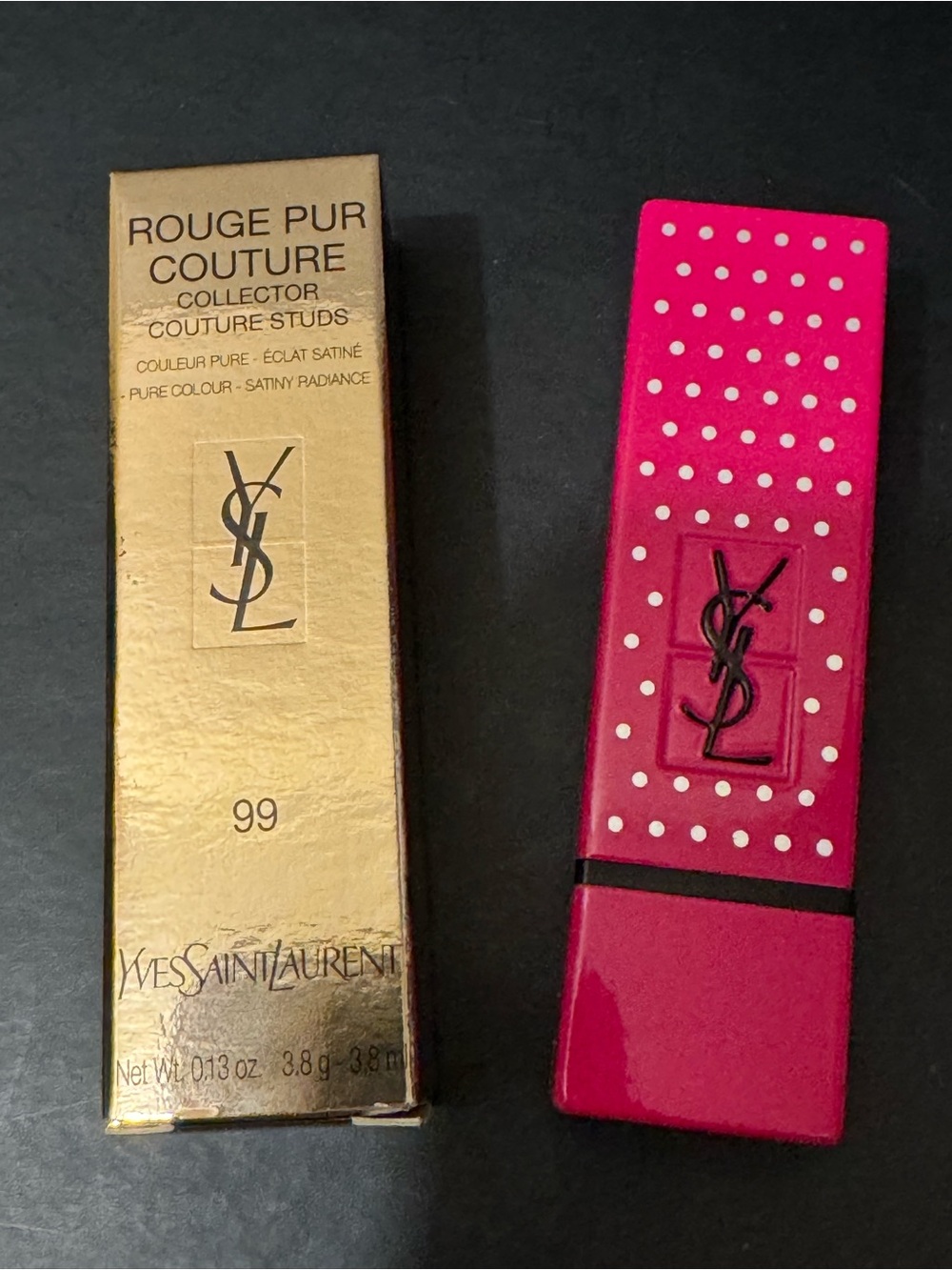 BNIB YSL LE 2019 Rouge Pur Couture Studs Lipstick 99 Fuchsia Allusion - Picture 4 of 11